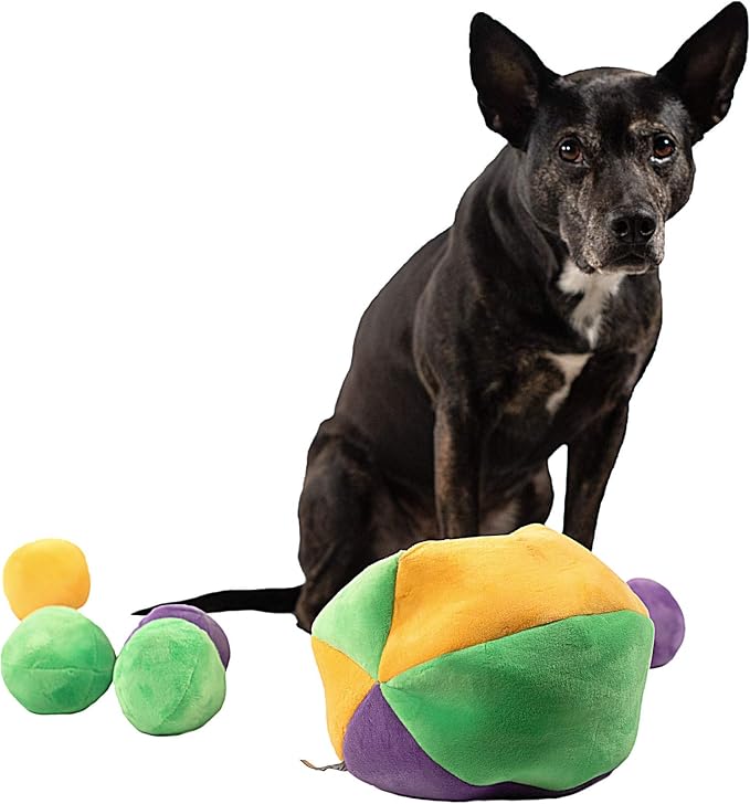 Midlee Hide a Ball Dog Puzzle Toy with 8 Plush Squeaker Balls (Large)