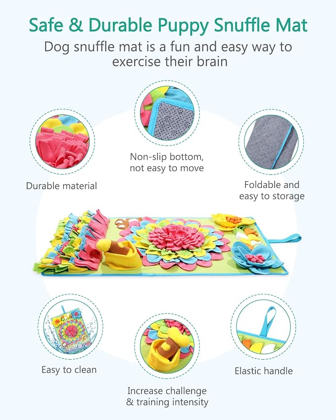 ORIA Snuffle Mat for Dogs, 30.7'' x 18.9'' Interactive Slow Feeder Mat for Mental Stimulation, Boredom & Anxiety Relief, Machine Washable Dog Puzzle Mat for Small Medium Large Dogs Puppies