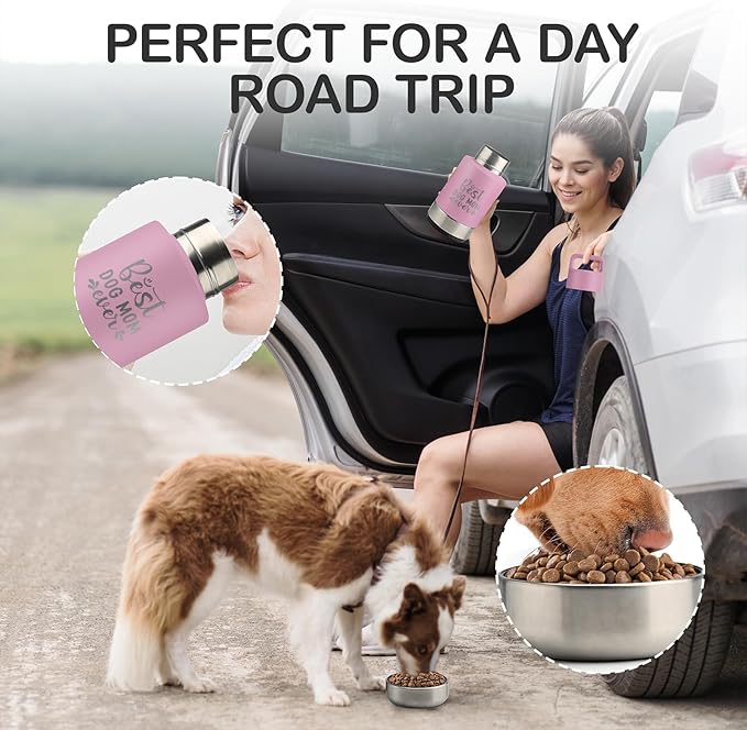 Mothers Day Gifts for Dog Lover/Dog mom, Portable Dog Water Bottle & Bowl, for Car trip, Hiking, Camping, 32 oz Insulated, 2 Pcs