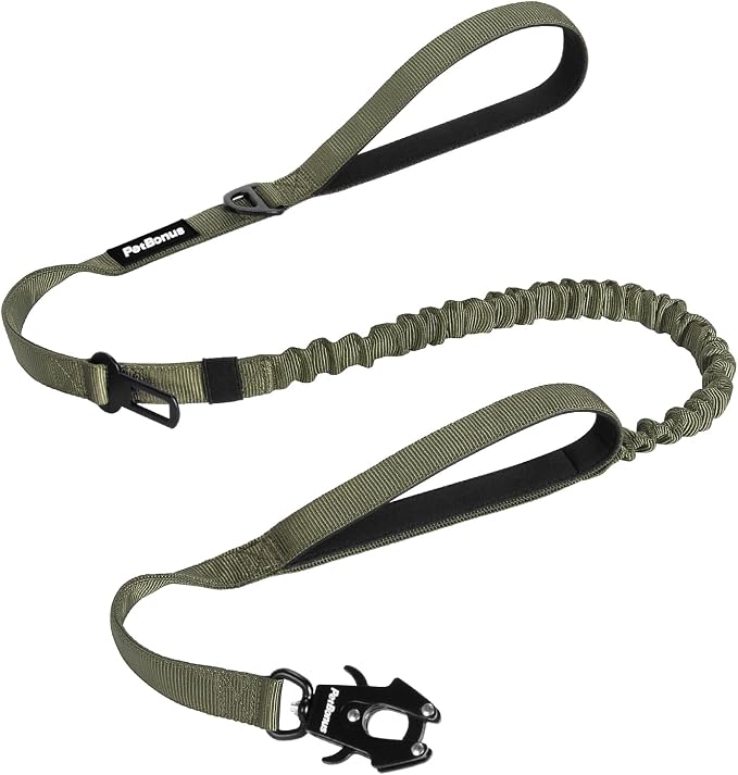 PetBonus Heavy Duty Tactical Dog Leash and 2-Pack Large Silicone Collapsible Dog Bowls
