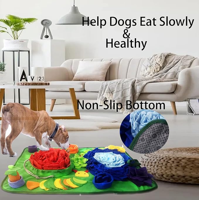 Snuffle Mat Dogs 31.5"x19.7" Large Pet Feeding Mats Puppy Sniffing Pad,Cat Doggies Interactive Puzzle Toys for Multiple Breeds Encourages Natural Foraging Skills,Training (Sea Orange(31.5"x19.7")