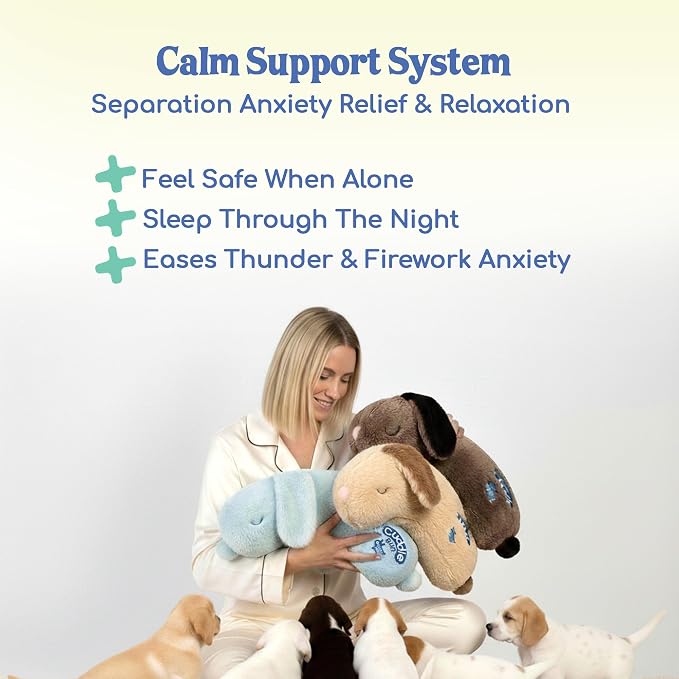 Race&Herd CuddleBun Heartbeat Puppy Toy Sleep Aid - Comfort Cuddler Pillow Dog Toy with Heartbeat for Puppies for Dog Anxiety Relief Calming Aid, Heartbeat Stuffed Dog Toy for Pets (Blue)