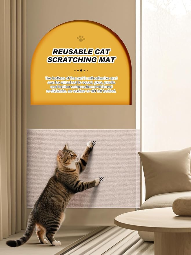 2PCS 39.4"x15.8" Cat Scratch Furniture Protector - Beige | Less claw damage, easier scratch-zone setup, worn post refresh, cleaner couch corners, softer look for cat homes
