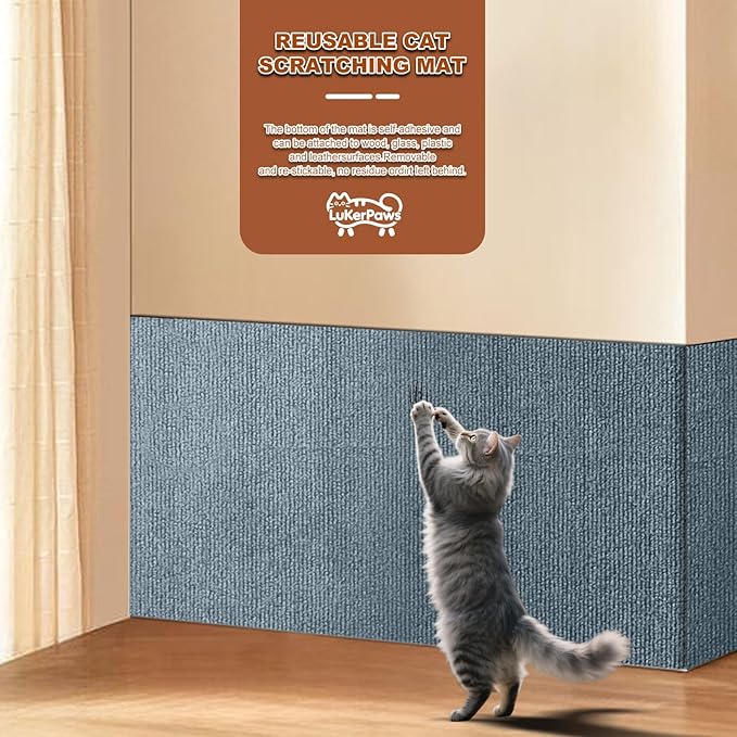 Cat Scratch Mat, Cat Scratch Couch Cats Scratch Furniture Protector for Couch, cat Scratch pad，cat Tree，DIY Climbing Carpet for Cat Tower Replacement Pads (Khaki, 78.7" x 15.8")