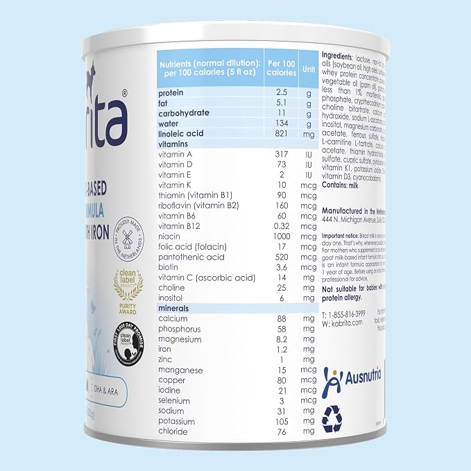 Kabrita Goat Milk-Based Infant Formula Powder, Designed for Gentle Digestion, Gentle Alternative to Cow’s Milk, with Iron, DHA, ARA & Prebiotics, for Infants 0–12 Months, Non-GMO, 28 oz (Pack of 2)