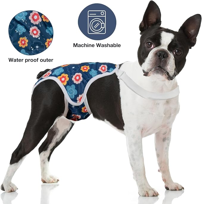 MICOOYO Dog Diaper Onesie Sanitary Pantie with Adjustable Suspender Washable Dog Period Panties Doggie Diapers Pet Underwear Female Dogs Diapers for Heat (Floral, S/M)