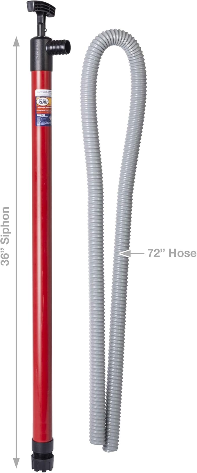 King Innovation 48072 King 36" x 72" Hand Pump Siphon, 72 inch, Red