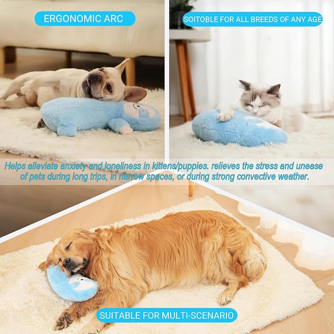 HushHarbor Puppy Heartbeat Toy Pillow, Anxiety Relief Sleep Aid, Sloth-Shaped Protects Neck Dog Plush Toys,Cat Neck Pillow & Pet Calming