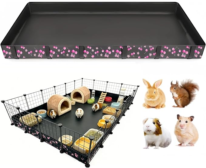DZWLKJ Guinea Pig Cage Liner,Washable Tarp Bottom Base,Cherry Graphic,48"x72", Reusable for Rabbit, Chinchilla, Hedgehog, Ferret & Other Small Animals.