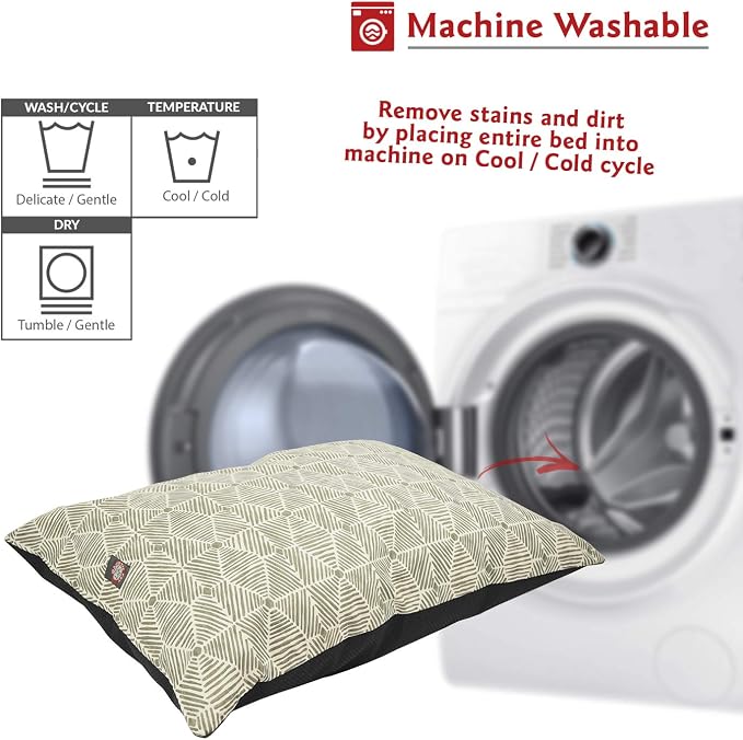 Majestic Pet Rectangle Medium Dog Bed Washable – Non Slip Comfy Pet Bed – Dog Crate Bed Super Value Pillow Dog Bed – Dog Kennel Bed for Sleeping - Dog Bed Medium Breed 35 x 28 Inch – Charlie Beige