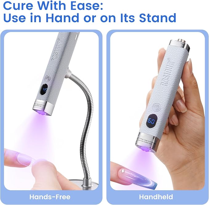 Handheld Mini UV Light for Nails: Flash Cure UV Led Nail Lamp with Cat Eye Magnet- Hand Held Fast Dry Single UV Lamp Pen with Auto Sensor for Manicure Home Salon (Blue)