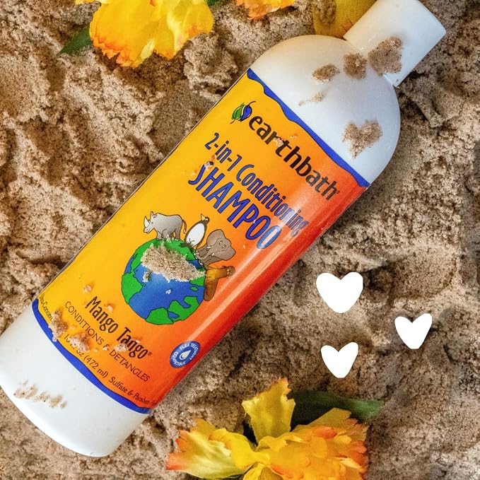 earthbath, Mango Tango 2-in-1 Conditioning Shampoo - Cruelty Free Dog Shampoo and Conditioner, Made in USA, Gentle Dog Conditioner, Best Puppy Shampoo & Puppy Supplies, Safe Dog Wash - 16 Oz (2 Pack)