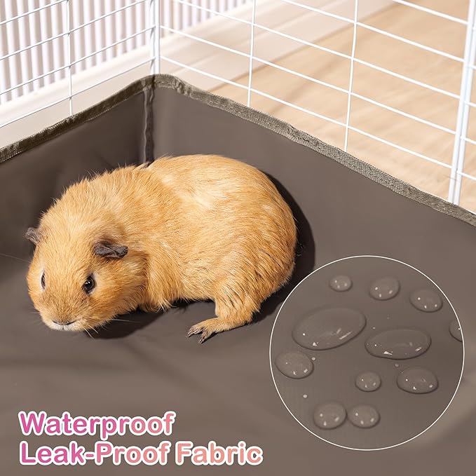 Funfurry Waterproof Guinea Pig Cage Liner,Washable Tarp Bottom Base,Cage Liners for Small Animals,Hamster Chinchilla Hedgehog Ferret Rabbit. (Tan Brown-Paw, 28" X 56")