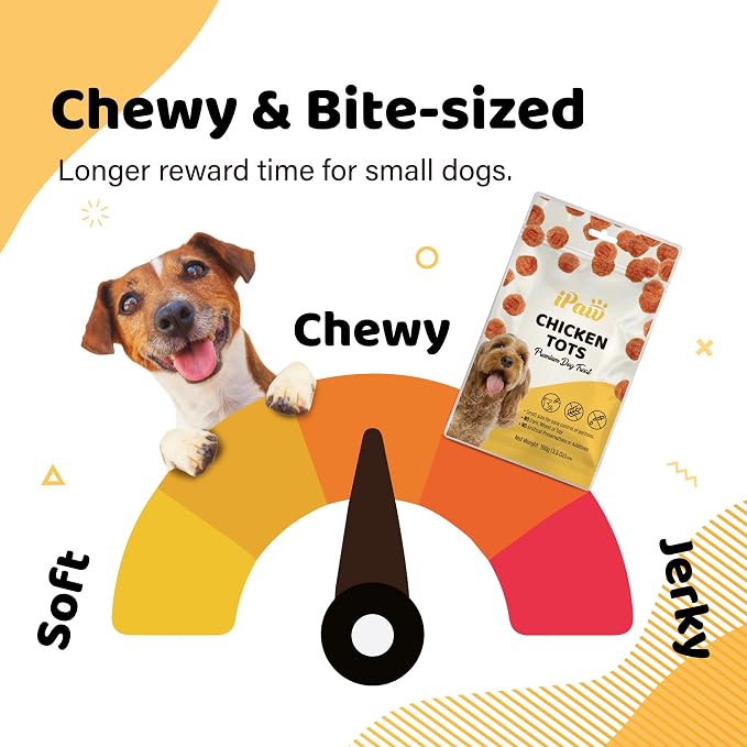 iPaw Chicken Tots Dog Treats for Puppy Training, SQF Certified Human Grade Dog Treat, Hypoallergenic, Easy to Digest (Chicken Tots)
