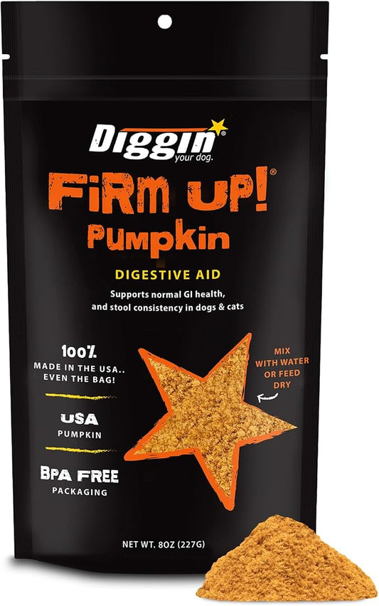 Diggin' Your Dog Firm Up! Pumpkin Bundle – Fiber Supplement with Pumpkin & Apple Fiber for Cat & Dog Digestive Support – Made in USA, 8oz