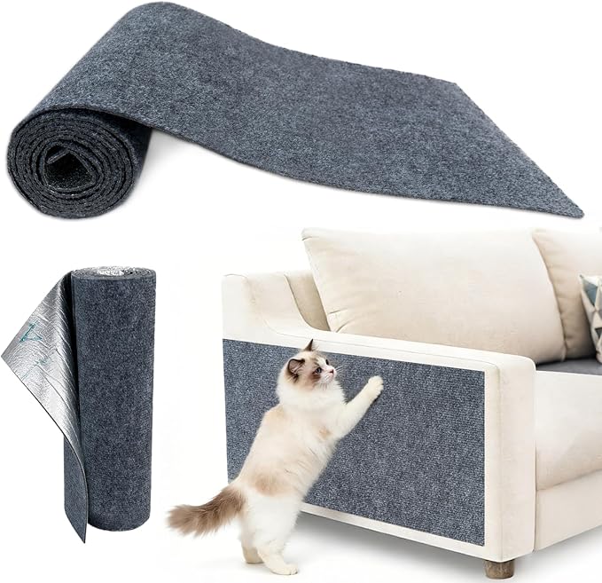 24"X12" Cat Scratch Furniture Protector, Anti Scratch Couch Protector from Cat Claws, Self-Adhesive Cat Scratching Pads, DIY Couch Cat Scratcher for Corner Sofa Wall & Door (Gray)