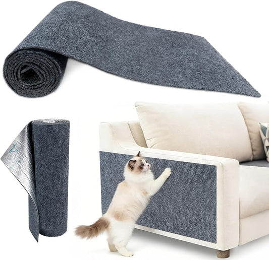 24"X12" Cat Scratch Furniture Protector, Anti Scratch Couch Protector from Cat Claws, Self-Adhesive Cat Scratching Pads, DIY Couch Cat Scratcher for Corner Sofa Wall & Door (Gray)