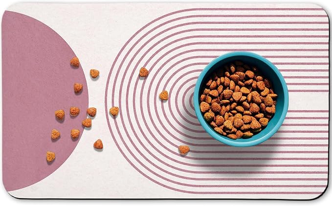 Dog Food Mats,Cat Absorbent Water Bowl Feeding Mats Pet Placemats for Food and Water Pink Bohemia 17 * 30 inch