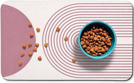 Dog Food Mats,Cat Absorbent Water Bowl Feeding Mats Pet Placemats for Food and Water Pink Bohemia 17 * 30 inch