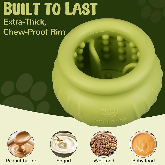 Wobbly Dog Enrichment Lick Toy, Stuffable Frozen Lick Bowl to Keep Dogs Busy, Long-Lasting Interactive Treat Dispensing Dog Toy, Silicone Fetch Catch Chew Toy(Green,M)