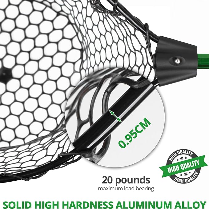 Rubber Fishing Net with Telescoping Handle - High Strength Landing Net for Fishing with Soft Rubber Netting, Two Sizes Options