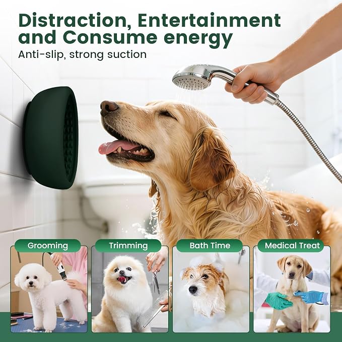 Dog Slow Feeder Licking Bowl,Anxiety Relief Treat Dispenser, Non-Slip Anti-chocking Pet Dish, Interactive Puzzle Toy for Mediuml Large Breed,Freezable BPA Free Silicone Dishwasher Safe