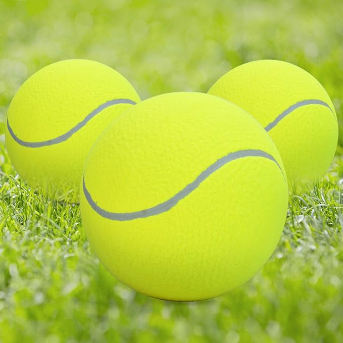 Pomeat Big Tennis Ball for Dogs 9.5" Inflatable Giant Tennis Balls Pet Chew Toy