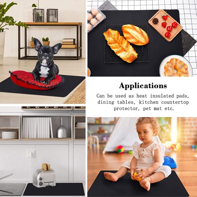 Gartful Extra Large Silicone Sheet for Craft, 31.5" x 23.6" x 0.07", Heat Resistant Countertop Protector, Multipurpose Mat, Black
