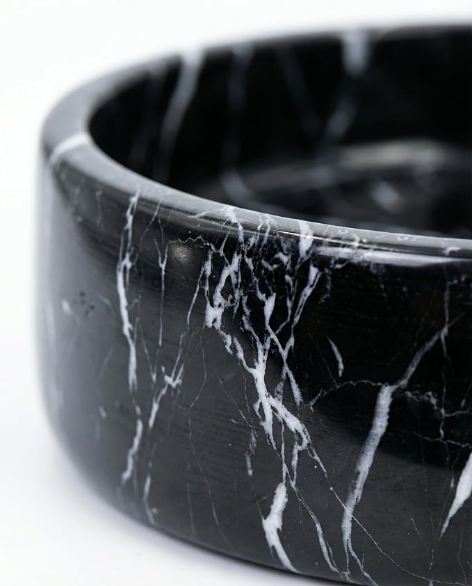 OOBOOB Natural Marble Dog Bowls, Heavy Non-Slip Dog Food Bowl & Pet Bowls for Dogs and Cats, Stylish Modern Design for Feeding Station & Home Decor