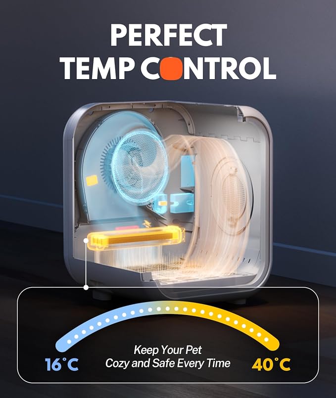 HomeRunPet Pet Dryer Box, 62L Automatic Cat Dryer with Patented Fresh Air Ventilation, Quiet 360° Even Drying, Smart Temperature Control, Ideal for Large Cats & Small Dogs (Drybo Pro)
