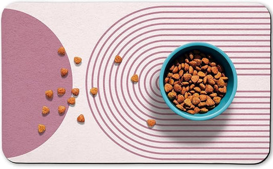 Dog Food Mats,Cat Absorbent Water Bowl Feeding Mats Pet Placemats for Food and Water Pink Bohemia 16 * 24 inch