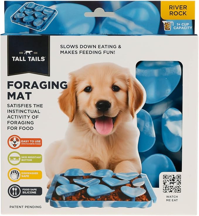 Tall Tails Rock Foraging Mat for Dogs and Cats – Slow Pet Feeder Puzzle Mat for Easy & Engaging Feeding