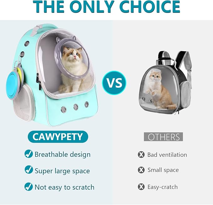 Green Cat Backpack,Cat Bubble Backpack, Cat Bag Carrier with Bubble Dome for Hiking, Travel, Outdoor Cycling,Airline Approved, Fit up to 18 lbs.