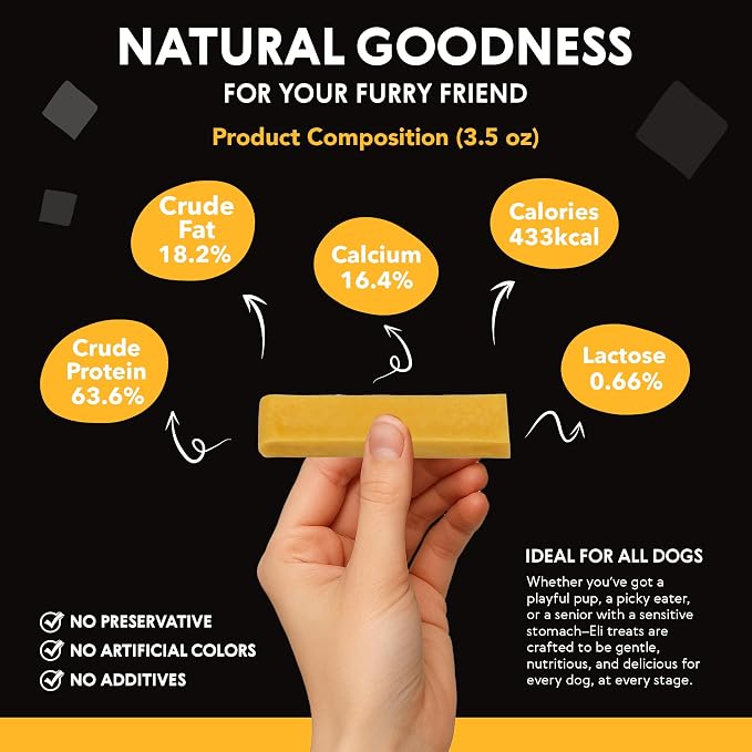 Eli Himalayan Dog Chew – 100% Natural, Long-Lasting Chews for Dogs 11–22 lbs, Protein-Rich, Gluten Free, Grain Free, Lactose Free, Safe & Healthy Dental Treats – Size Medium, 4 Pack