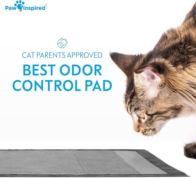 Paw Inspired Cat Pads, Generic Refills for Tidy Cats Breeze Litter Box System, Disposable Kitty Litter Liners for Easy Cleaning, Super Absorbent Pee Pads, 16.9 x 11.4 Inch (Carbon, 80 Count)