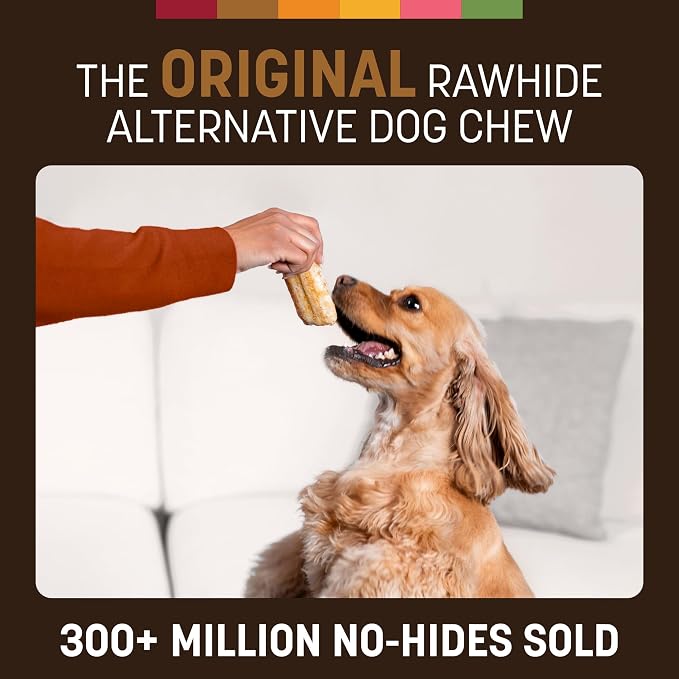 Earth Animal No Hide Chews - Long Lasting Rawhide Free Small Dog Chews Rolls, Venison - 2 Count