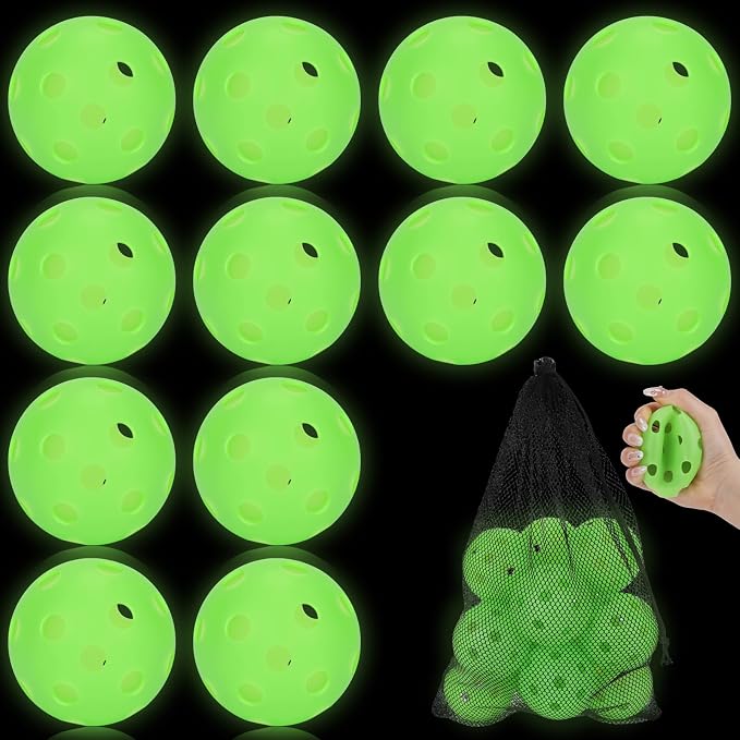 Coopay 3/6/12 Pack Practice Balls Glow in The Dark Baseballs Plastic Soft Baseballs with Drawstring Bag for Indoor Outdoor Night Training, Backyard Games Batting Hitting Softballs