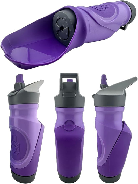 Dog Water Bottle with Bowl | Shared Hydration Bottle for Dog & Human | Leakproof, Portable for Walking, Hiking & Travel | 24 oz BPA-Free (Purple)