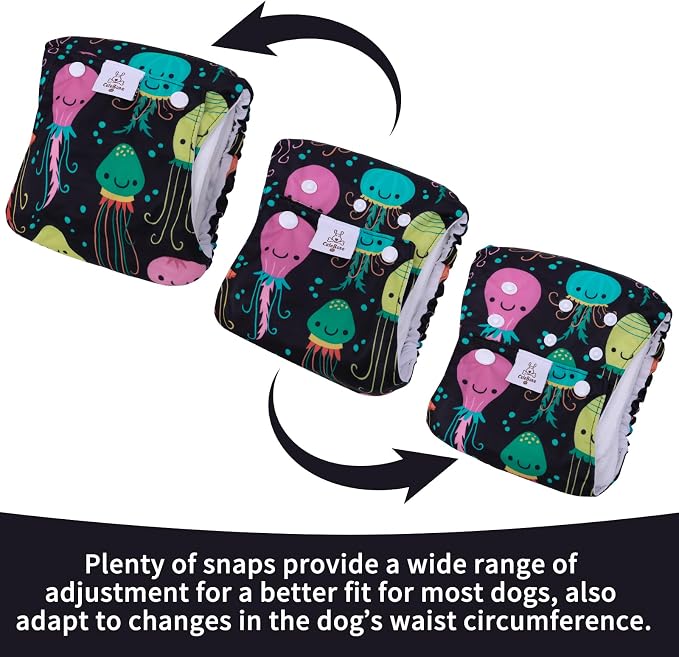 CuteBone Washable Dog Diapers Male with Snaps Reusable 3pcs a Pack Doggie Belly Band for Male Dogs Wraps KDM05L