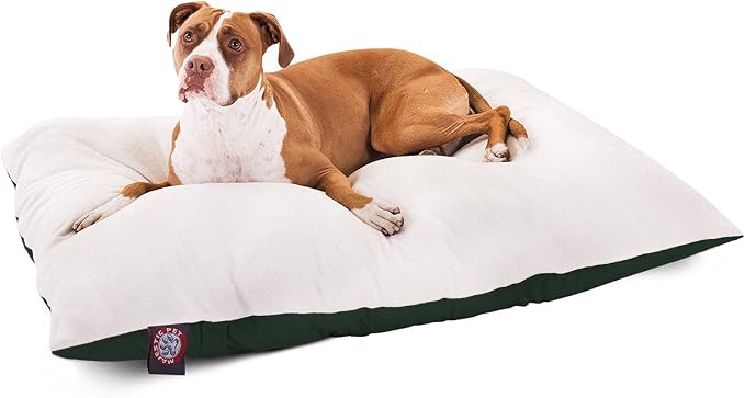 Majestic Pet Rectangle Large Dog Bed Washable – Removable Slipcover Pet Bed – Dog Crate Bed Super Value Pillow Dog Bed – Dog Kennel Bed for Sleeping - Dog Bed Large Breed 36 x 48 Inch – Green