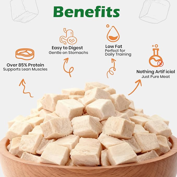 Freeze Dried Chicken Cat & Dog Treats 14.5 oz – Single Ingredient, High Protein Dry Chicken Pet Snacks, Grain-Free All Natural, Healthy Training Treats or Food Topper