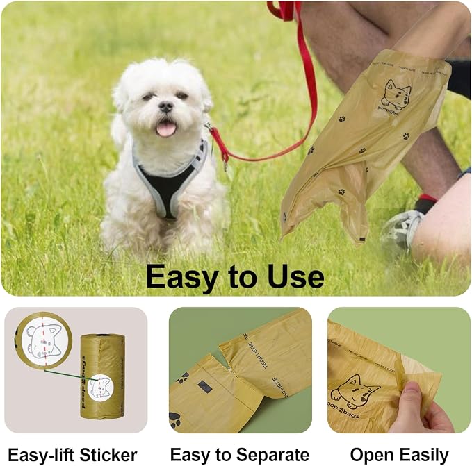 Scented Dog Poop Bags With Dispenser, Strong and Leak-proof Waste Bags for Pets, 870 Count (58 Packs of 15), 13 Inch x 9 Inch (Khaki)