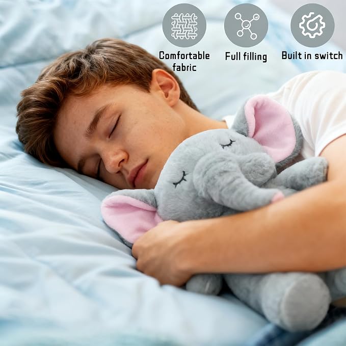 rytopt Breathing Stuffed Animal, Simulated Breathing Sounds, Elephant Stuffed Animal, 4 Gear Adjustment, Volume Control & Music