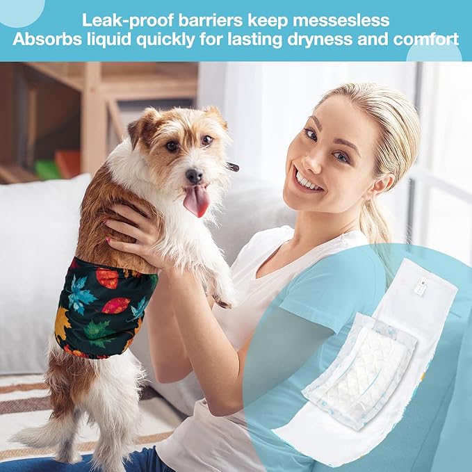 Disposable Dog Diaper Booster Pads L - 50 Count, Dog Diaper Liners for Male and Female Dogs, Inserts Fit Most Puppy Diapers - Pet Belly Bands and Male Dogs Wraps