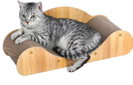 Simple Deluxe Cat Scratcher Cardboard Bed, Scratch Lounger for Scratching &Sleeping, 23.6“ Scratching Board Furniture Protector, Curved