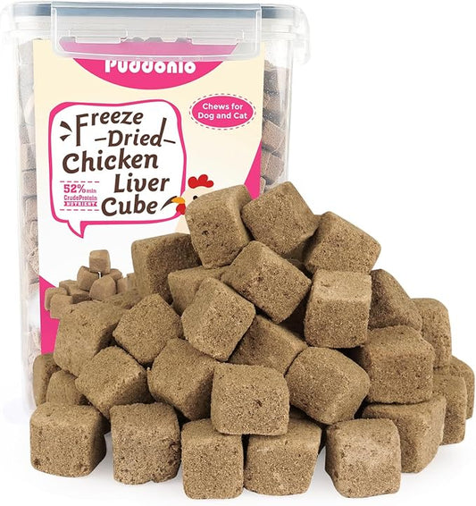 Freeze Dried Dog & Cat Treats – Single Ingredient Chicken Liver, High Protein Training Treats & Food Topper, 10.6 oz