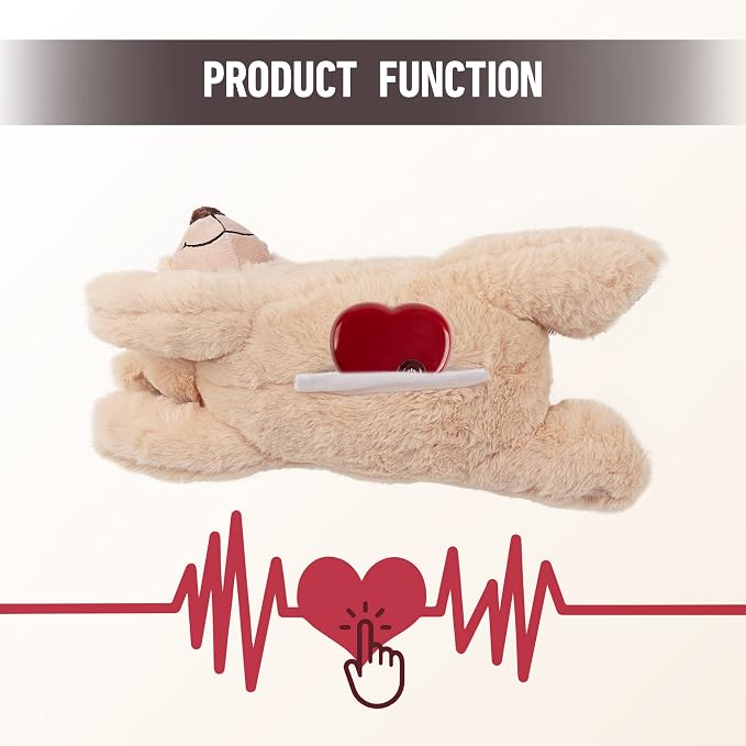 PetPrime Dog Plush Toy Heart Beat Puppy Plush Bear Toy with Warmer Bag Pet Soft Anxiety Puppy Relief Toy for Dogs Heart Beat Stuffed Animal Sleeping Buddy Anxiety Dog Toy