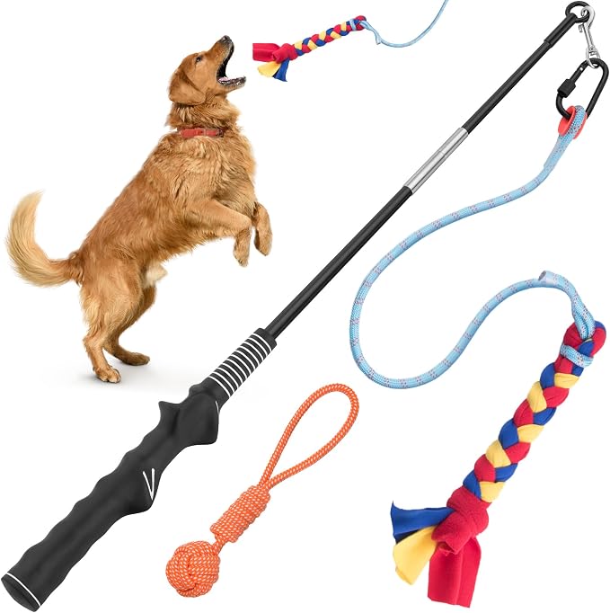 YES4QUALITY Dog Bite Pillow 10x7 & 33 Inch Flirt Pole Bundle