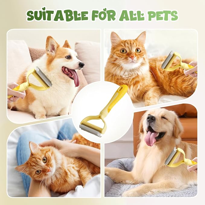 Dematting Comb for Dogs and Cats, 2026 Upgrade Undercoat Rake Pet Brush for Long Hair, Deshedding Dog Brush Removes Tangles Knots and Loose Fur, Grooming Tool for Thick Coats (Gray) (Blue,1Pcs)
