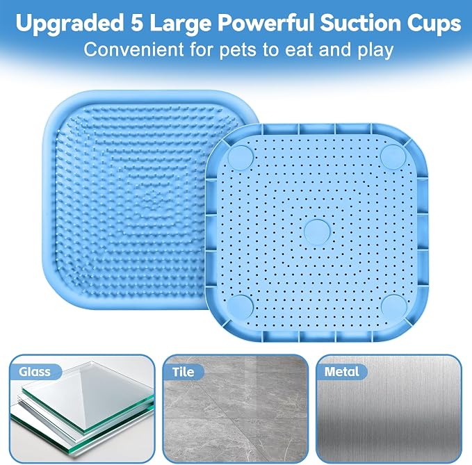 Snuffle Mat for Dogs, 23.6" x 23.6" Silicone Dog Feeding Mat Sniffing Interactive Feeding Game Encourages Natural Foraging Slow Feeder for Small/Medium/Large Dogs, Indoor & Outdoor (Blue)